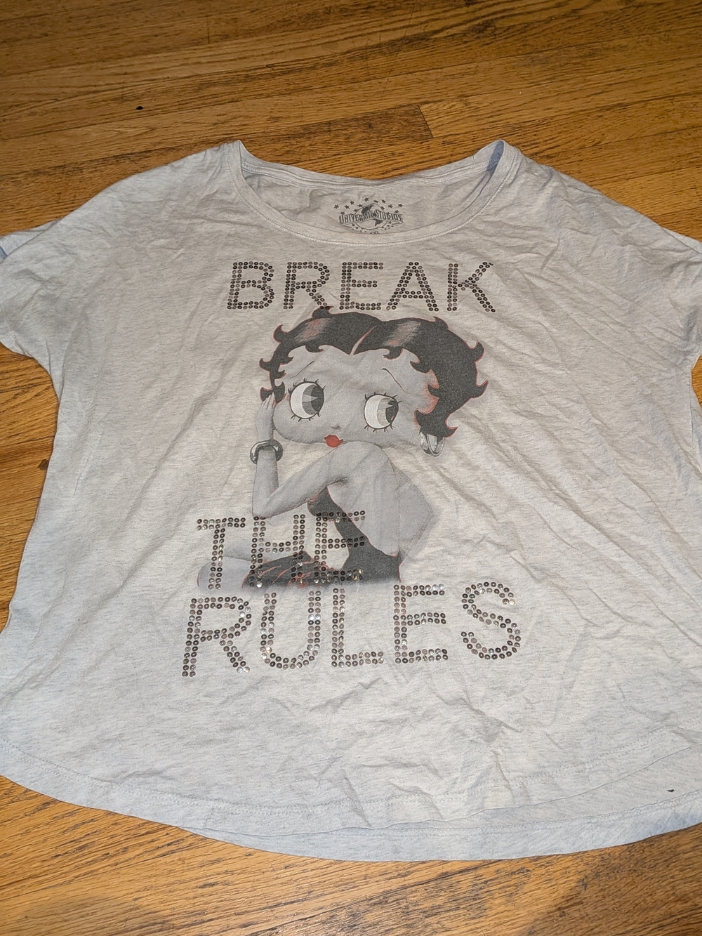Betty Boop UNIVERSAL STUDIOS Break The Rules Studded Graphic Tee T SHIRT TOP XXL
